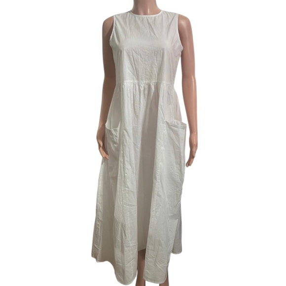 NUUTS Women’s Sleeveless Cotton Poplin Maxi Dress w/ Pockets - Picture 2 of 12